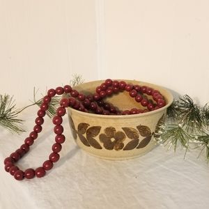 Vintage Pottery serving bowl with Flower and Leaf